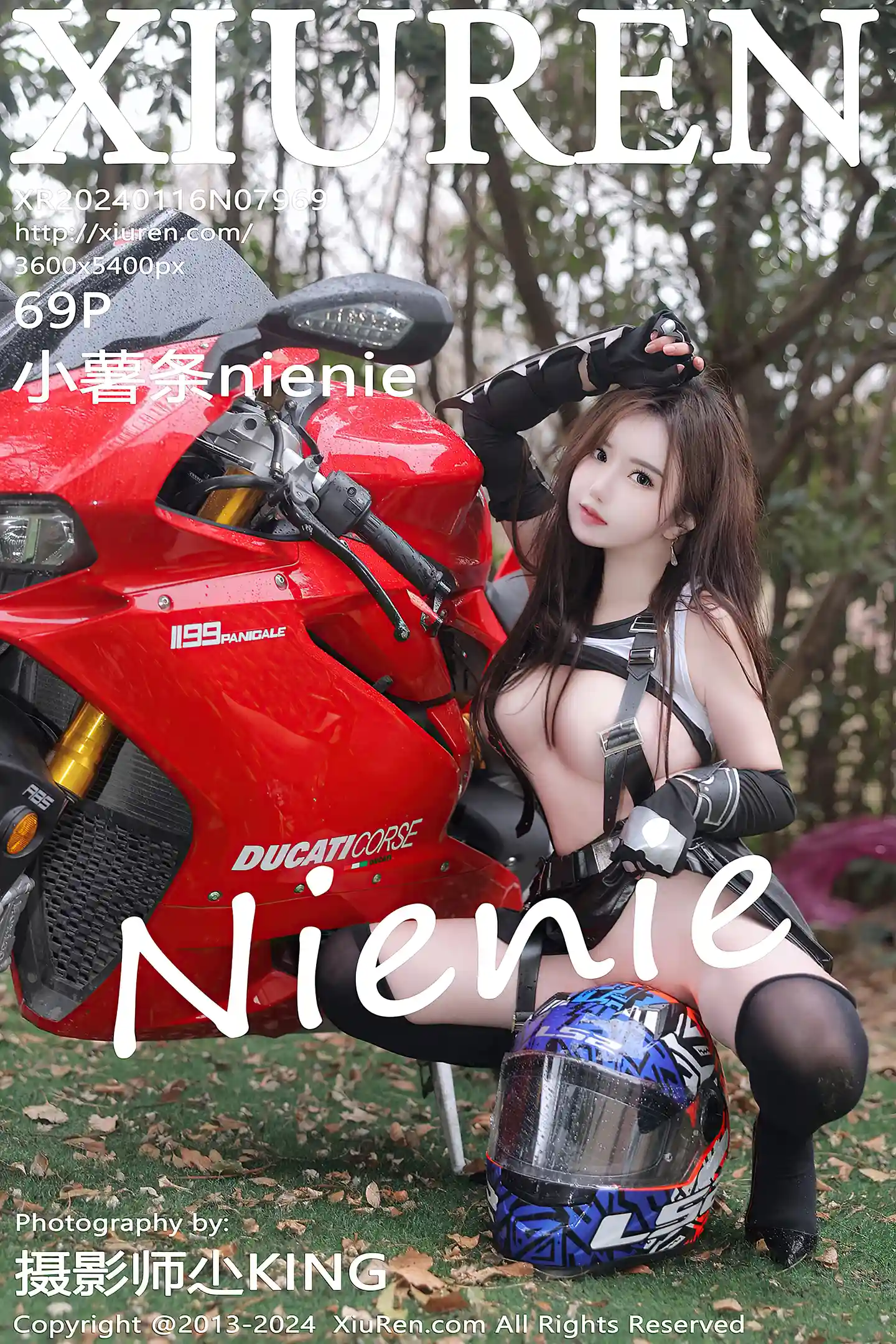 [XiuRen秀人网]VOL.7969 模特小薯条nienie摩托女郎角色白上衣配黑短裙秀丰满身材诱惑写真69P-秀人网官方网站